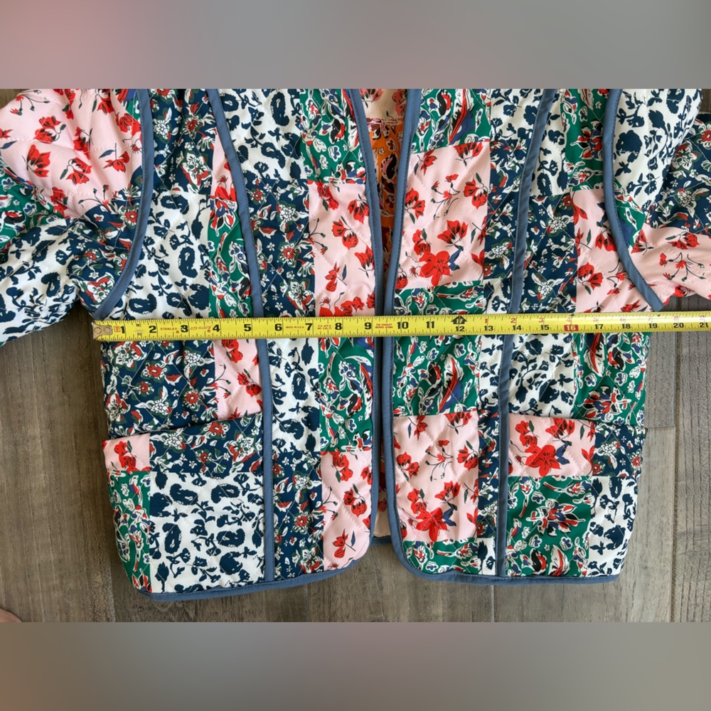 Reversible Patchwork Quilted Jacket Cropped Flora… - image 3